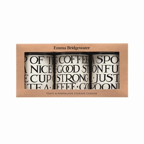 Set of 3 Caddy Tins Black Toast